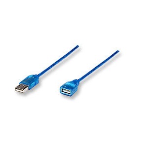 Manhattan USB 2.0 Male tip A - USB 2.0 Female tip A, 4.7m, albastru