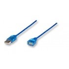 Manhattan USB 2.0 Male tip A - USB 2.0 Female tip A, 4.7m, albastru