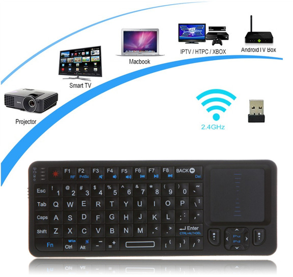 Tastatura SMART Rii V3, Wireless, TouchPad, Iluminata, Functie LaserPoint, pentru Smart TV, Android, PC