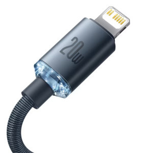 Baseus Crystal Shine, USB-C Male la Lightning Male, 20W, 2 m, Black