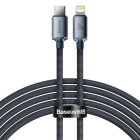 Cablu de date / adaptor Baseus Crystal Shine, USB-C Male la Lightning Male, 20W, 2 m, Black