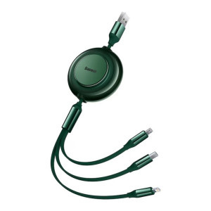 Cablu de date / adaptor Baseus Bright Mirror 2, USB Male la microUSB Male, USB-C Male, Lightning Male, 1.1 m, Green