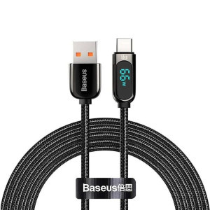 Baseus Display, USB Male la USB-C Male, 66W, 1 m, Black