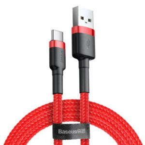 Cablu de date / adaptor Baseus Cafule, USB Male la USB-C Male, 2 m, Red-Black