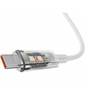 Baseus Explorer, USB Male la USB-C Male, 100W, 1 m, White