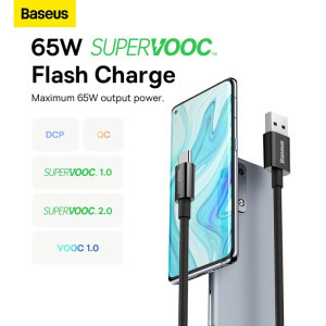Baseus Superior, USB Male la USB-C Male, 65W, 1 m, Black