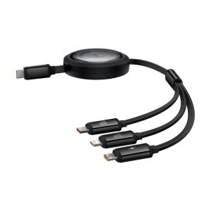 Baseus Free2Draw, USB-C Male la USB-C Male, microUSB Male, Lightning Male, 100W, 1.1 m, Black