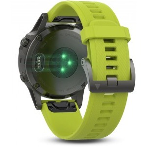 Garmin Fenix 5 gri inchis, curea silicon galben GPS + HR