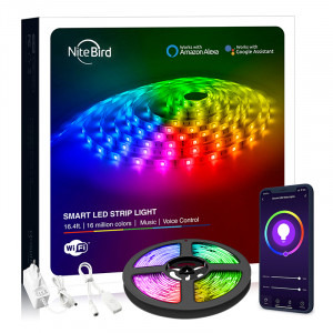 NiteBird Kit Banda LED Smart SL2, Wi-Fi, 5 Metri, Control prin aplicatie, Control vocal