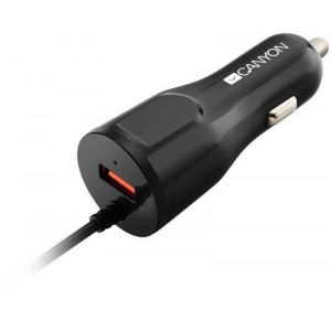Incarcator auto Canyon CNE-CCA033B, 1x USB, 2.4A, Black + cablu Lightning