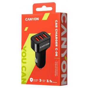 Canyon CNE-CCA06B, 3x USB, 3.1A, Black