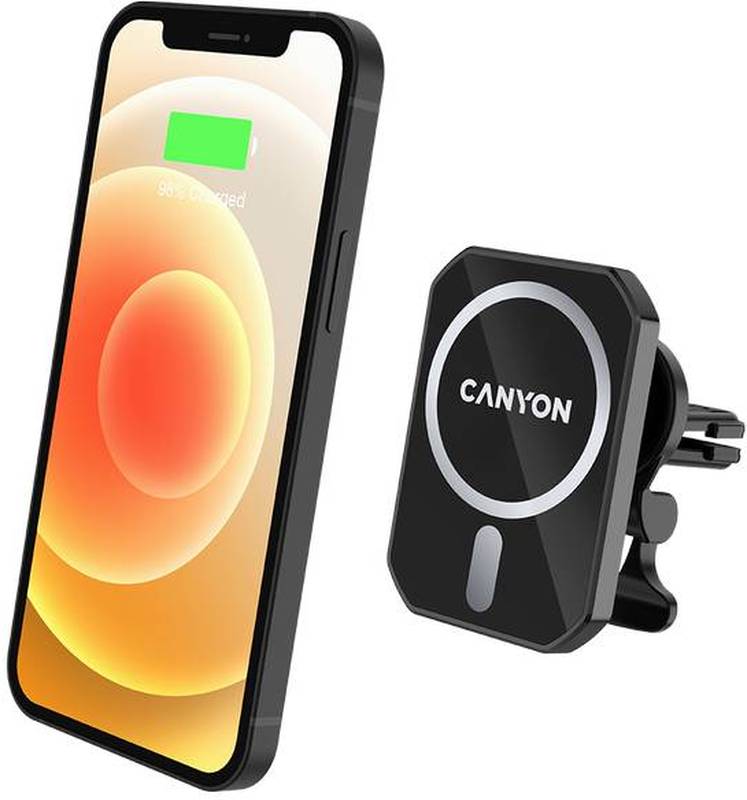 Incarcator auto Canyon CNE-CCA15B, Wireless Magnetic pentru iPhone 12/13