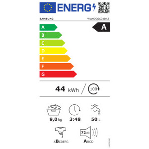 Samsung WW90CGC04DABLE, 9 kg, 1400 RPM, Clasa A, Digital Inverter, Eco Bubble, AI Energy, Negru