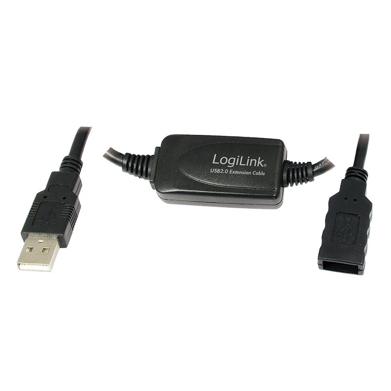 Cablu periferice Logilink Repeater USB 2.0 tip A male - USB 2.0 tip A female, 10m, Negru