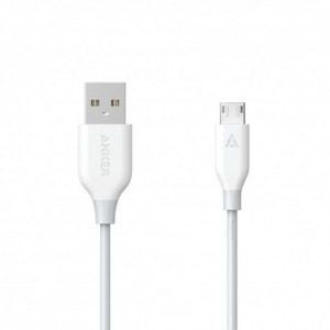 Anker USB Male la microUSB Male, 0.9 m, White
