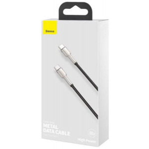 Baseus Cafule Metal CATJK-C01, USB-C Male la USB-C Male, 1 m, Black, amperaj maxim suportat 5A, Putere de pana la 100W, cablu brodat