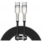 Cablu de date / adaptor Baseus Cafule Metal CATJK-C01, USB-C Male la USB-C Male, 1 m, Black, amperaj maxim suportat 5A, Putere de pana la 100W, cablu brodat