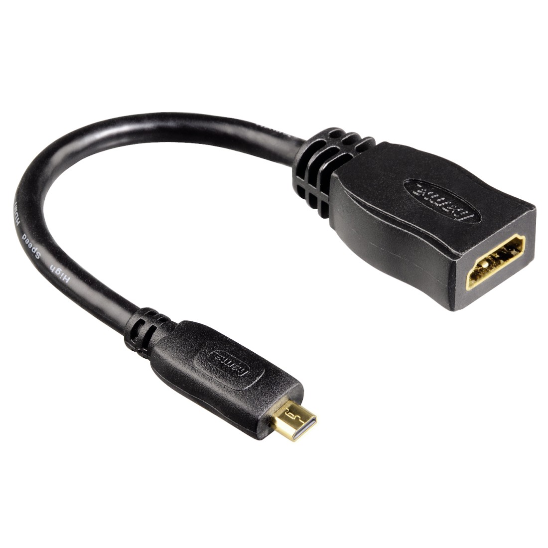 Adaptor Hama 1x HDMI Female - 1x Micro HDMI Male, 10cm, negru