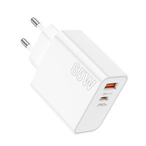 Incarcator retea Lamtech 1x USB, 1x USB-C, Quick Charge 65W, White