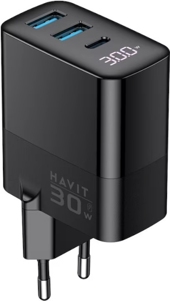 Incarcator retea Havit UCLE001, 2x USB, 1x USB-C, 30 W, Black