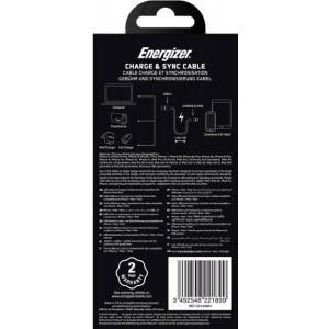 Energizer Bicolor, USB Male la Lightning Male, 1.2 m, Black