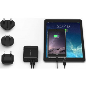 Orico DSP-4U Wall Charger, 4x USB, adaptor UK, AU, EU, Black