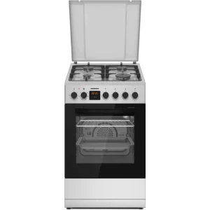Aragaz Heinner HFSC-S65MIXFD-SL, 4 arzatoare, Mixt, Dispozitiv de siguranta, Grill, 50 cm, Argintiu