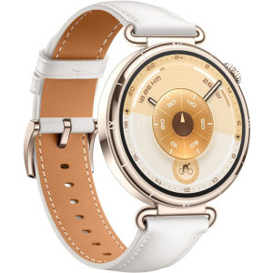 Huawei Watch GT 6, 41mm, Gold Stainless Steel, curea White Composite Leather
