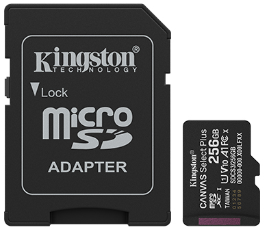 Card memorie Kingston Micro SDXC, Canvas Select Plus Gen3, 256GB, Clasa 10, UHS-I, V10, 150MB/s, With Android A1 performance class + Adaptor SD