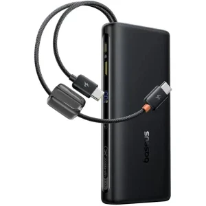 Baterie externa Baseus EnerFill FC41, 20000 mAh, 1x USB, 1x USB-C, 100 W, Display, 2x Cabluri USB-C integrate, Black