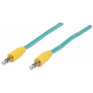 Manhattan Jack 3.5 mm Male - Jack 3.5 mm Male, 1m, albastru - galben