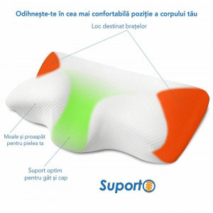 Suporto Set 4x perne ortopedice din spuma cu memorie, cu extensii