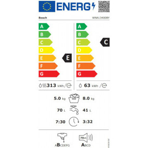 Bosch WNA13400BY, 8 kg spalare, 5 kg uscare, 1400 RPM, Clasa C, EcoSilence Drive, AutoDry, ActiveWater Plus, Alb