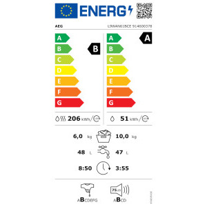AEG L9WAN61BCE, Spalare 10 kg, Uscare 6 kg, 1600 RPM, Clasa A, Inverter, SpecialCare, PreciseLoad+, My AEG Care, Alb