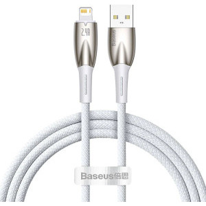 Cablu de date / adaptor Baseus Glimmer, USB Male la Lightning Male, 1 m, White