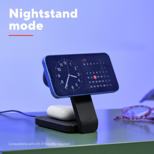 Trust 3-in-1, Viro, Wireless Magnetic Charge Stand pentru iPhone, Apple Watch si AirPods, Black