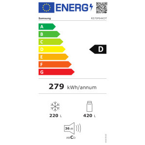 Samsung RS70F64KDTEO, 640 L, Clasa D, Full No Frost, Digital Inverter, All Around Cooling, SpaceMax, Metal Cooling, AI Energy, SmartThings, Dozator de apa & gheata, Control electronic, 178 cm, Argintiu