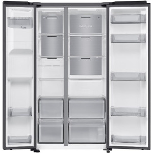Samsung RS70F64KDFEO, 640 L, Clasa D, Full No Frost, Digital Inverter, All Around Cooling, SpaceMax, Metal Cooling, AI Energy, SmartThings, Dozator de apa & gheata, Control electronic, 178 cm, Inox negru