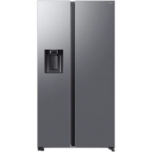Frigider Side By Side Samsung RS70F64KETEO, 640 L, Clasa E, Full No Frost, Digital Inverter, All Around Cooling, SpaceMax, Metal Cooling, AI Energy, SmartThings, Dozator de apa & gheata, Control electronic, 178 cm, Argintiu