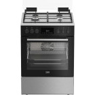 Aragaz Beko FBSM62530DXMS, Mixt, 4 arzatoare, Sistem de siguranta, Aprindere integrata, Autocuratare catalitica, 3D Cooking, Grill, Clasa A, 60 cm, Inox
