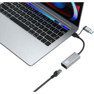 LevelOne 1x USB-A + 1x USB-C - 1x RJ45 Female, Grey