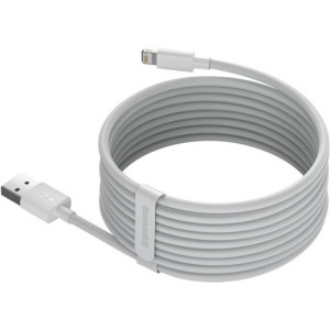 Baseus Simple Wisdom, TZCALZJ-02, USB la Lightning, 1.5 m, White (Set 2 Bucati)