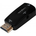 Adaptor Logilink 1x HDMI Male - 1x VGA Female + 1x Jack 3.5 mm Female, negru