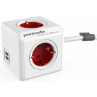 Priza/prelungitor Allocacoc PowerCube Extended, 2x USB, 4x Schuko, Red