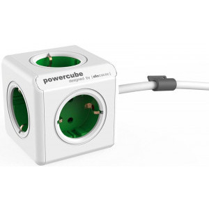 Allocacoc PowerCube Extended, 5x Schuko, Green
