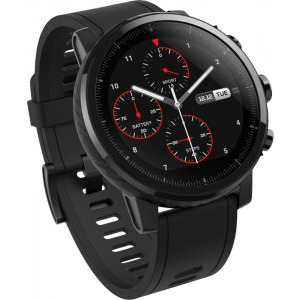 Xiaomi Amazfit Stratos, negru, curea silicon, negru, Wi-Fi, Bluetooth, GPS, rezistent la apa, senzor HR, perfect pentru fitness