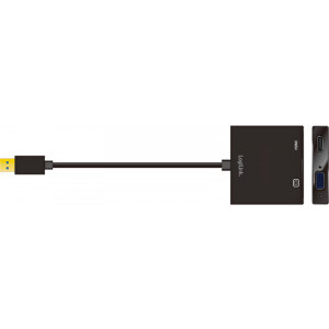 Logilink 1x USB 3.0 Male - 1x HDMI Female + 1x VGA Female Black