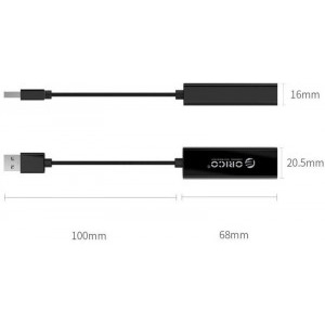 Orico 1x USB 3.0 Male - 1x RJ45 Female Black