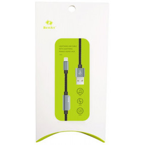 Benks Adaptor D20, USB Male la Lightning Male cu adaptor audio, 1.2 m, Grey