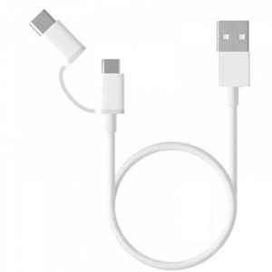 Xiaomi 2-in-1, USB Male la microUSB Male, USB-C Male, 1 m, White
